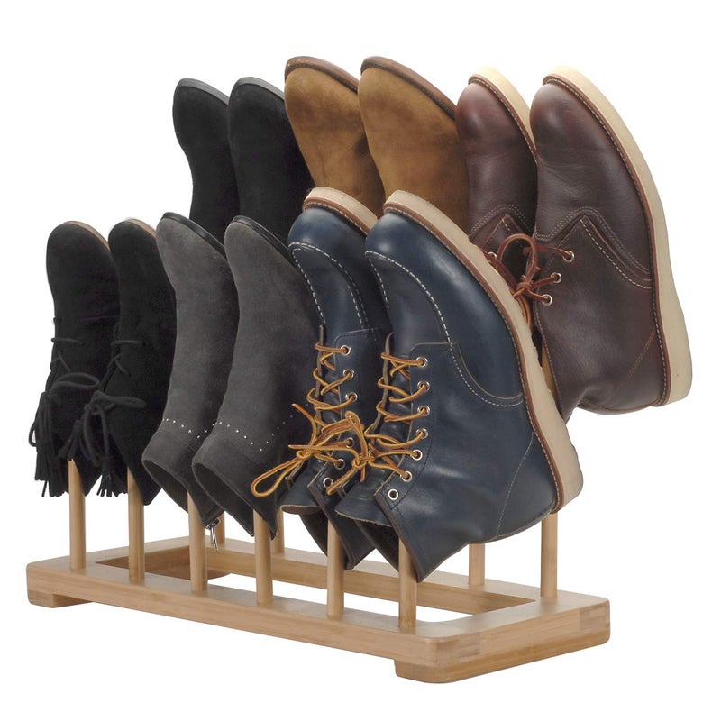 MobileVision Bamboo Boot Rack Free Standing Shoe Organizer, Holds 6 Pairs, Store Tall Knee-High, Hiking, Riding, Rain or Work Boots in closets, entryways & more - Image 2
